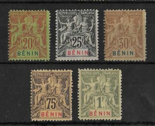 Benin French Colonies 1894 Lh Set Of 5 Yvert 39 - 41 & 44 - 45 Cv €75