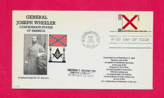 Confederate General Joseph Wheeler Cavalry Hero Masonic Alabama Fdc