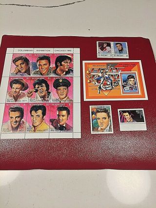 1987 - 1992 (13) Elvis Presley Postage Stamps St.  Vincent Germany Rep.  Of Guinea