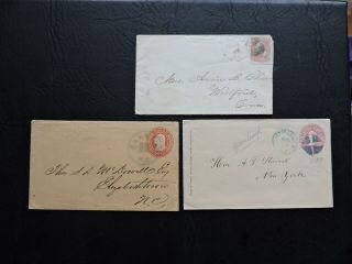Lot X3 Nc 1850s - 1860s Civil War Era Covers Stamps One To Alexander T Stewart