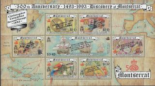 Montserrat: 1993 Discovery Of Montserrat Opt On Columbus Sheetlet Sg915a Mnh