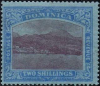 Dominica 1922 George V 2/ - Purple & Blue/blue Sg.  69 (hinged) Faults