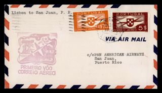 Dr Who 1941 Portugal First Flight Paa Lisbon To San Juan Puero Rico E38987