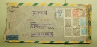 Dr Who 1944 Brazil Sao Paulo Registered Airmail To Usa Wwii Censored E49007