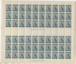 Gb/lundy: 1953 Full 10 X 6 Sheet Of 2 Puffin Coronation - Full Margins (23423)