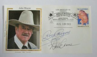 Roy Rogers - Dale Evans Autographs On John Wayne First Day Cover Hollywood Stars