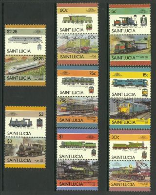 St Lucia 1986 Sg 858 - 73 Locomotives (5th Series) Mnh