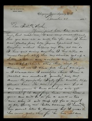 1881 Cheyenne River Agency,  Dakota Territory Letter From Pioneer Indian Trader
