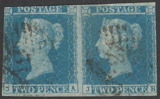 Gb Great Britain Qv 1841 2d Blue Plate 4 Pair Sg 14