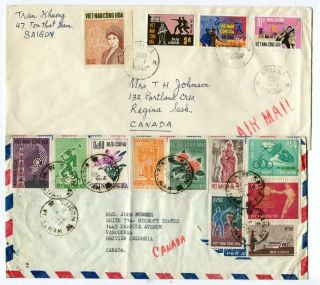 Vietnam 1969 - Two Multiple Franking Airmail Covers To Canada -