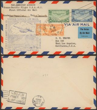 Usa 1940 - 1st Flight Air Mail Cover To Zealand 11111/410