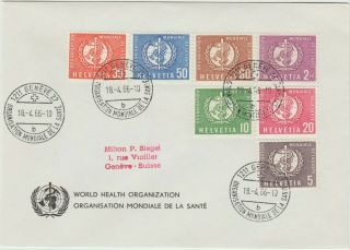 Switzerland World Health Organization 1957 Set On Cover
