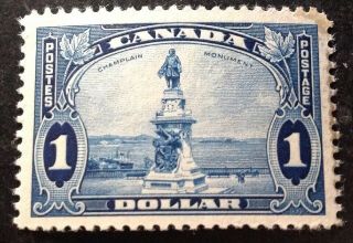 Canada 1935 $1.  00 Blue Stamp Hinged Slight Mark On Top Right Corner