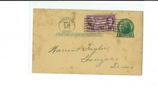 776 Texas Centennial BBH 3/2/1936 FDC Gonzales Hand Painted Cachet Postcard 2