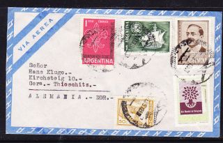 Argentina 1961 Air Letter 6 Stamps To Germany