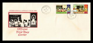 Dr Jim Stamps International Literacy Year Fdc Jamaica Legal Size Cover