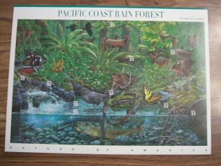 United States Scott 3378 Pacific Coast Rain Forest Pane Of 10