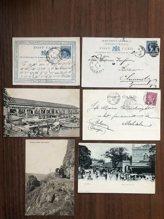6 X Ceylon Old Postcard Railway Kandy Colombo To Germany Belgium 1902 1895