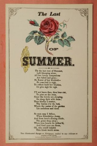 Civil War Patriotic Last Rose Of Summer Illustrated Song Sheet Magnus