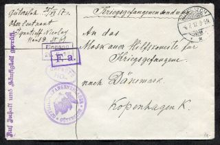 P851 - Ww1 Germany Gütersloh 1917 Pow Cover To Denmark.  Censored
