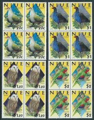 Niue 2000 Birds Set Blocks Of 4 Mnh. . . . .  62428