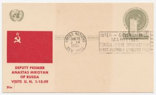 1959 Un York Fdc - Dep Premier Anastas Mikoyan Visit - Printed 3 Cent Stamp
