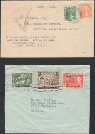 Malaya,  1940 - 60.  Card (1),  Covers (2),  - Whittier,  Ca.