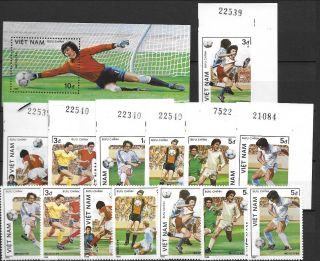 North Viet Nam Sc 1606 - 13 Nh Perf&imperf Sets,  S/s Of 1986 - Soccer World Cup