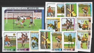 North Viet Nam Sc 1576 - 83 Nh Perf & Imperf Sets,  S/s Of 1985 - Soccer Cup