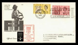 Dr Who 1963 Gb Fdc Freedom From Hunger Campaign Cachet Combo Fao E49154