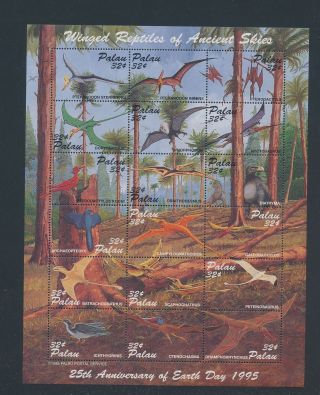 Xb68280 Palau Birds Prehistoric Animals Dinosaurs Xxl Sheet Mnh