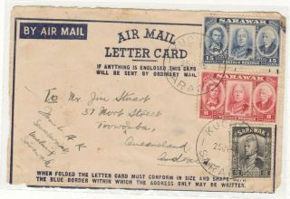 Sarawak Air Letter To Australia Affixed 1946 8c,  15c & 1934 2c.  Cover Only