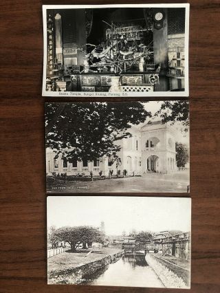 3 X Malaya Old Postcard Penang Snake Temple Town Hall Fort Cornwallis