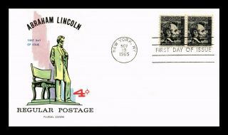Dr Jim Stamps Us Abraham Lincoln 4c First Day Cover Fluegel Pair