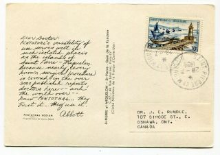 Dh - St Pierre Et Miquelon 1959 Dear Doctor Abbott - Postcard To Canada -