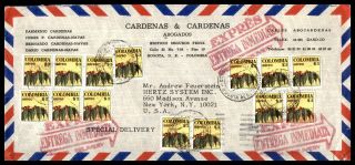 Mayfairstamps Colombia Express Arrow To Us York Special Delivery Cover Wwb45