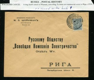 (se082) Russia Postal History Wwi 1914 Riga