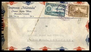 Mayfairstamps 1943 Venezuela Wwii Censored To York Us Cover Wwb48471