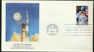 2841 Moon Landing 25th Anniv Fleetwood First Day Cover Honors Apollo 11 Launch