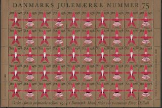Denmark.  Christmas Seal 1978.  Full Sheet.  Mnh.  Unfolded.  (ref 921)