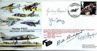 Eja 24 Hawker P1127 Cover 1999 Signed By 4 Test Pilots/engineers F1