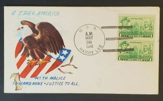 1941 Uss Harry Lee America Eagle Illustrated Patriotic Us Navy Naval Cover