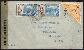Bolivia 1945 Airmail Cover W/stamps From Huanuni (8.  01.  45) To Usa