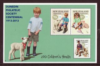 Zealand 2013 Childrens Health Miniature Sheet Ovpt.  Dunedin Scarce