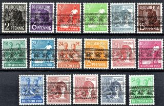 German 1948 Currency Reform - Numerals - Ribbon Overprint - Complete Set Mnh