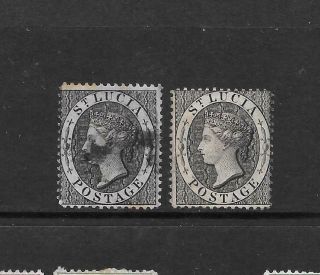 1864 Queen Victoria Sg14/26 1d Black Hinged & St Lucia