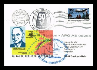 Dr Jim Stamps Us Berlin Airlift Anniversary Airmail Germany Continental Postcard