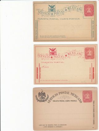 Mexico Postal Stationary 3 Different Mulita 2 Cent Cards,  Group
