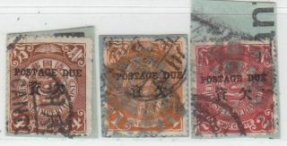 China 1904 Postage Due Stamps On Fragments Scott J2/4