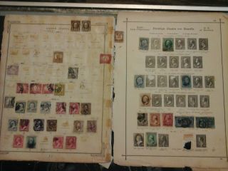 Early u.  s.  postage stamp lot with back of the book mostly on old pages 3